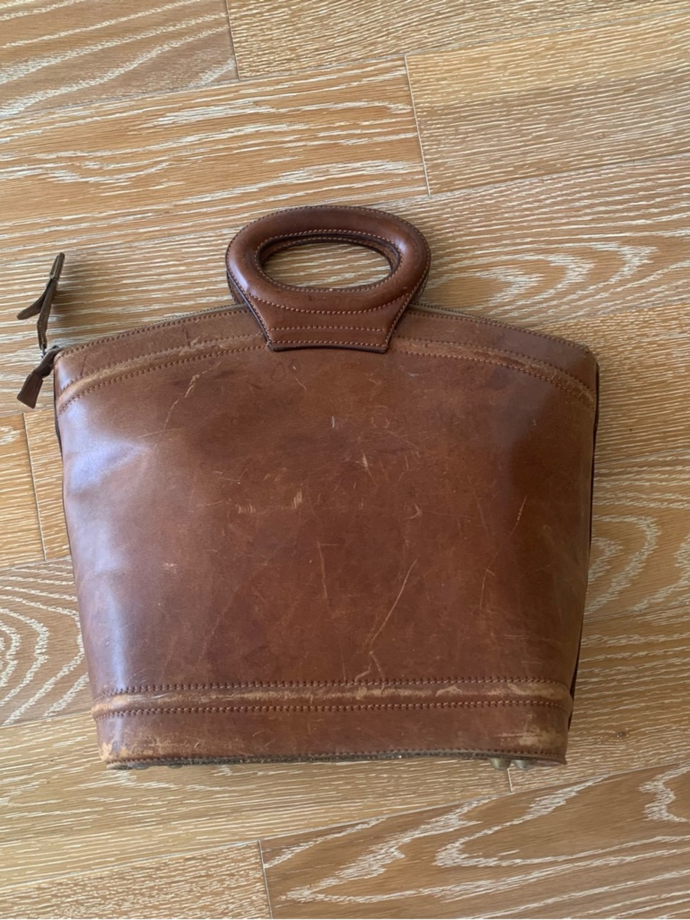 Vintage Brown Leather Top-Handle Men's Bag
